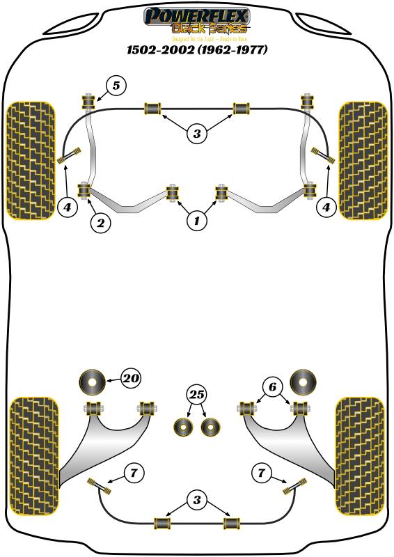 Rear Beam Mount Bush Inserts 02 Series, heritage