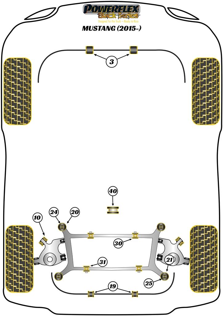 Rear Subframe Rear Bush Insert Mustang, black