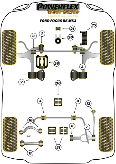 Rear Diff Rear Mounting Bush Insert Focus Models, black