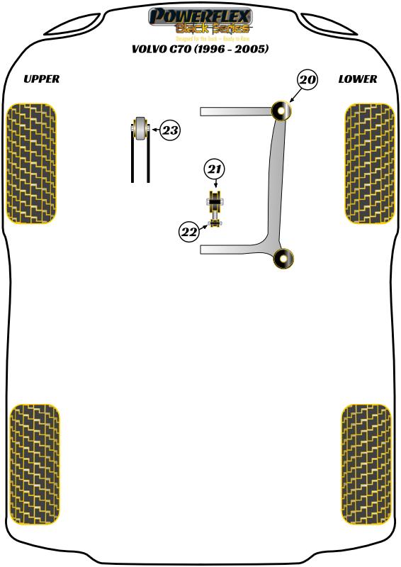 Bovenste motorsteun, grote ronde bus C70, S60, S60 AWD, straat