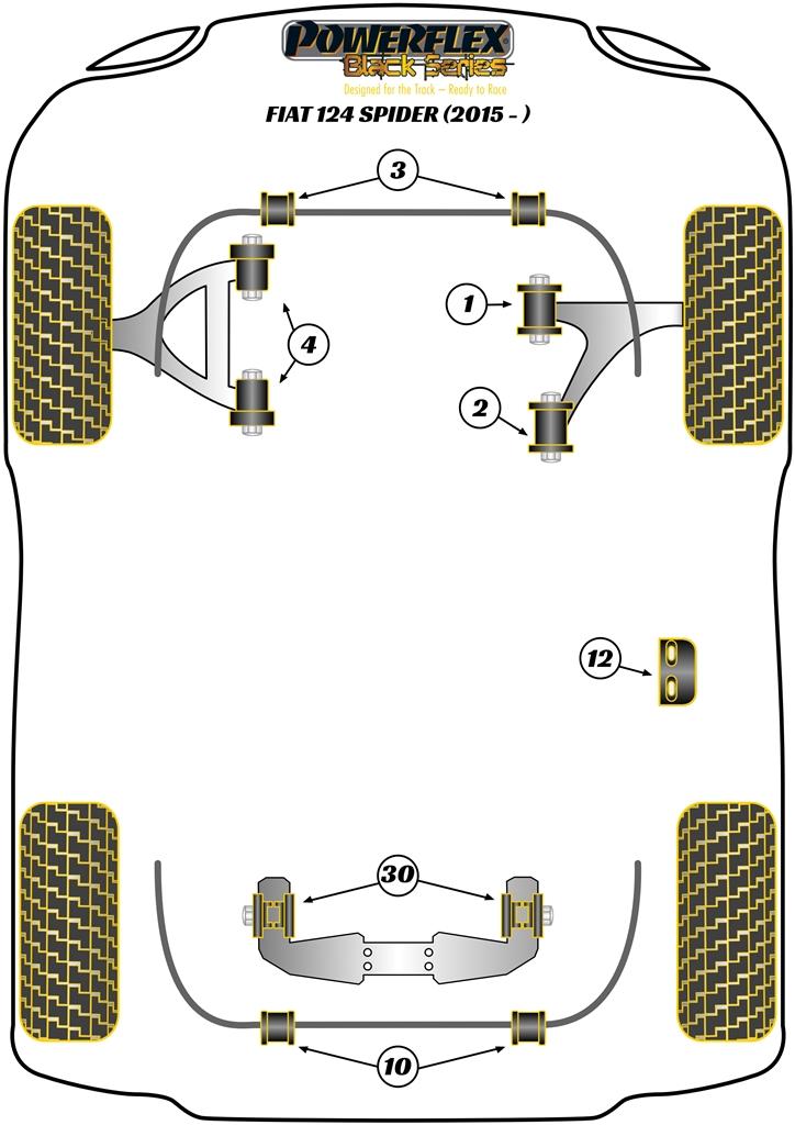 Front Lower Arm Rear Bush 124 Spider incl. Abarth, MX-5, Miata, Eunos, black