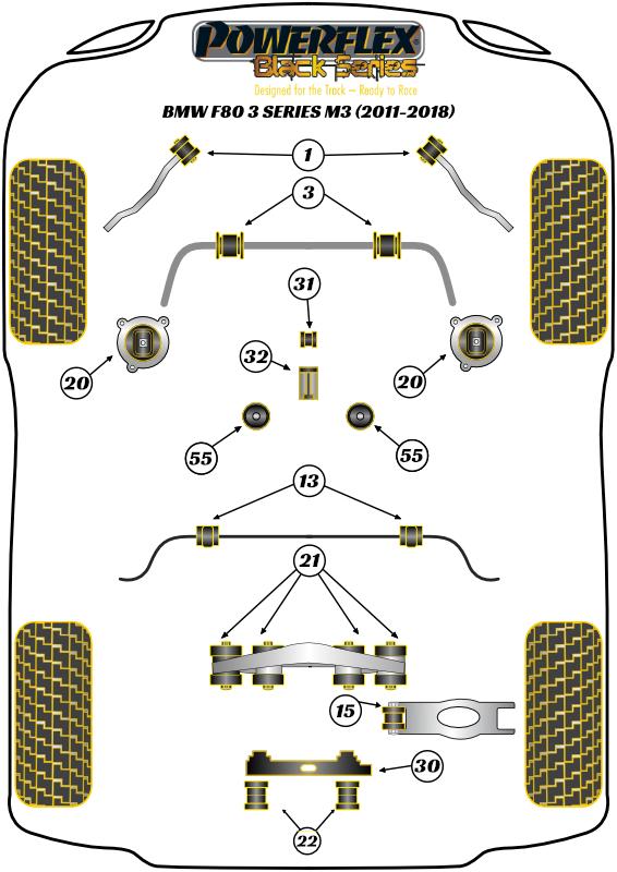 Achterste stabilisatorstangbus 3 Series, 4 Series, straat