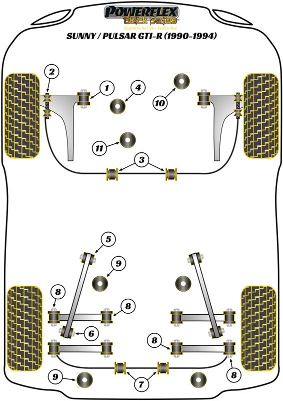 Rear Subframe Mounting Bush Pulsar/Sunny GTi-R, road