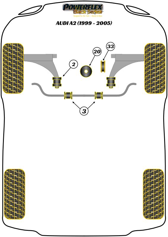 Front Wishbone Rear Bush Caster Offset A2, Cordoba Models, Ibiza Models, Fabia Models, Roomster Models, Fox, Polo, black