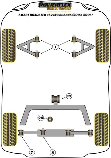 Montagebus achterbalk Roadster 452 inc Brabus (2003 - 2005), straat