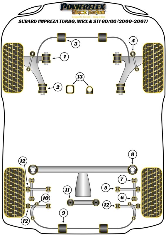 Achterste stabilisatorstang tot chassisbus 18 mm Impreza, Legacy, Outback, straat