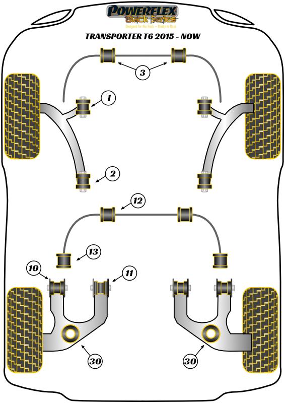 Voorste stabilisatorstangbus 24 mm Transporter Models, black