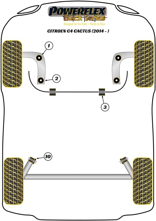 Voorste stabilisatorstangbus 20 mm C4 Models, DS3, 207, 208, black