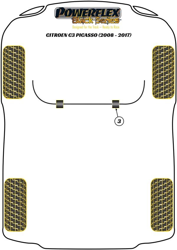 Voorste stabilisatorstangbus 23 mm C3 Models, 207, straat