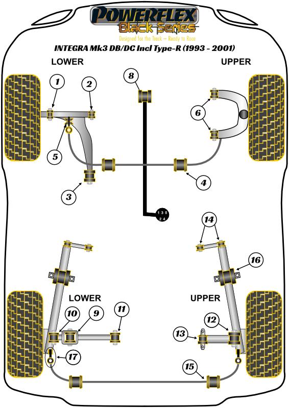 Rear Upper Outer Link/Hub Bush Integra Models, road