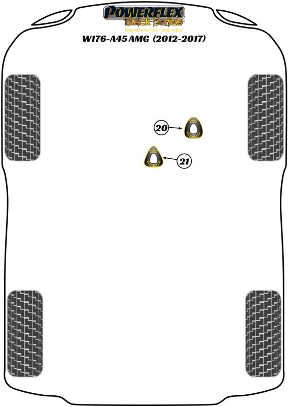 Onderste inzetstuk voor motorsteun A Class W176 inc. A45 AMG, CLA Class W117 & W156, GLA Class inc A45 AMG W156, black