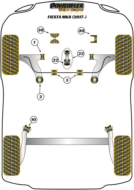 Upper Engine Mount Insert Fiesta Models, black