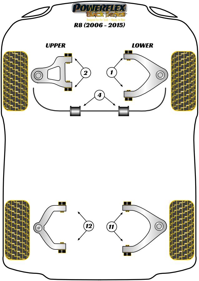 Front Upper Wishbone Bush R8 Type 42, Gallardo LP560-4, road