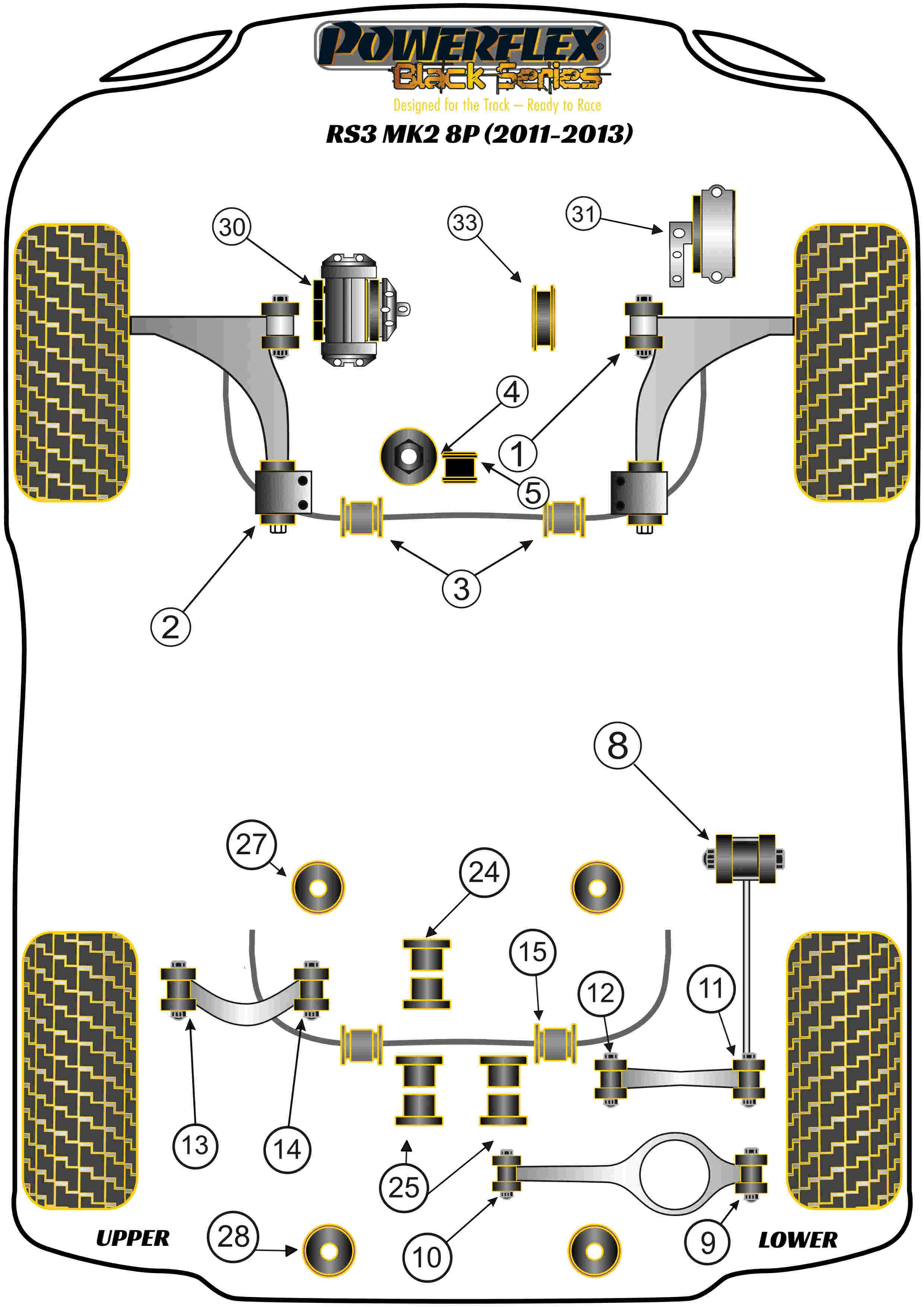 Inzetstuk bovenste motorsteun A3 / S3 / RS3, TT Models, black