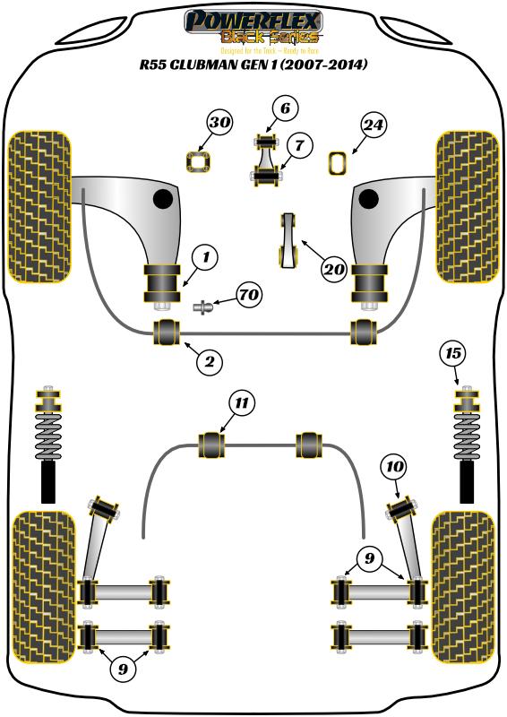 Lower Engine Mount Large Bush Insert R55 Clubman Gen 1, R56/57 Gen 2, R58 Coupe, R59 Roadster, road