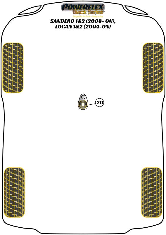 Lower Engine Mount Insert Logan I & II (2004 - ON), Sandero I & II inc Stepway (2008 - ON), Clio Models, Kangoo Models, Megane Models, Scenic Models, road