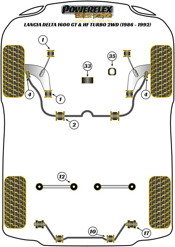 Front Anti Roll Bar Outer Bush Delta 1600 GT & HF Turbo 2WD, Delta HF Integrale inc Evo, road