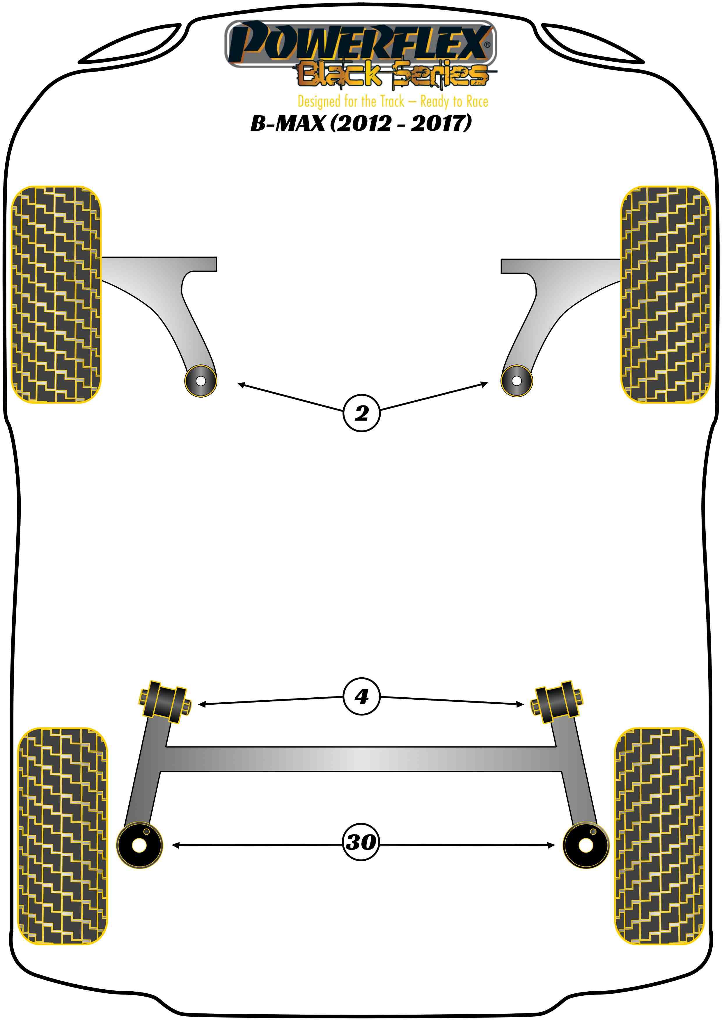 Rear Spring Upper Isolator Pad B-Max, EcoSport, Fiesta Models, black