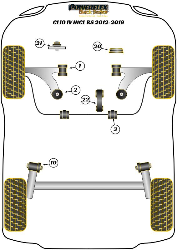 Voorste stabilisatorstangbus 22,5 mm Clio Models, straat