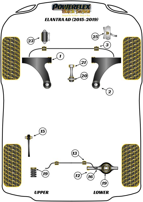 Front Wishbone Rear Bush Anti-Lift & Caster Adjust Elantra Models, i30 Models, Kona inc N, Veloster Models, Cee'd/Proceed/XCeed Models, black
