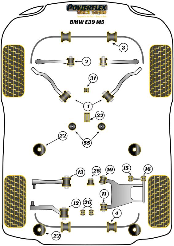 Montagebus stabilisatorstang voorzijde 27 mm 5 Series, straat