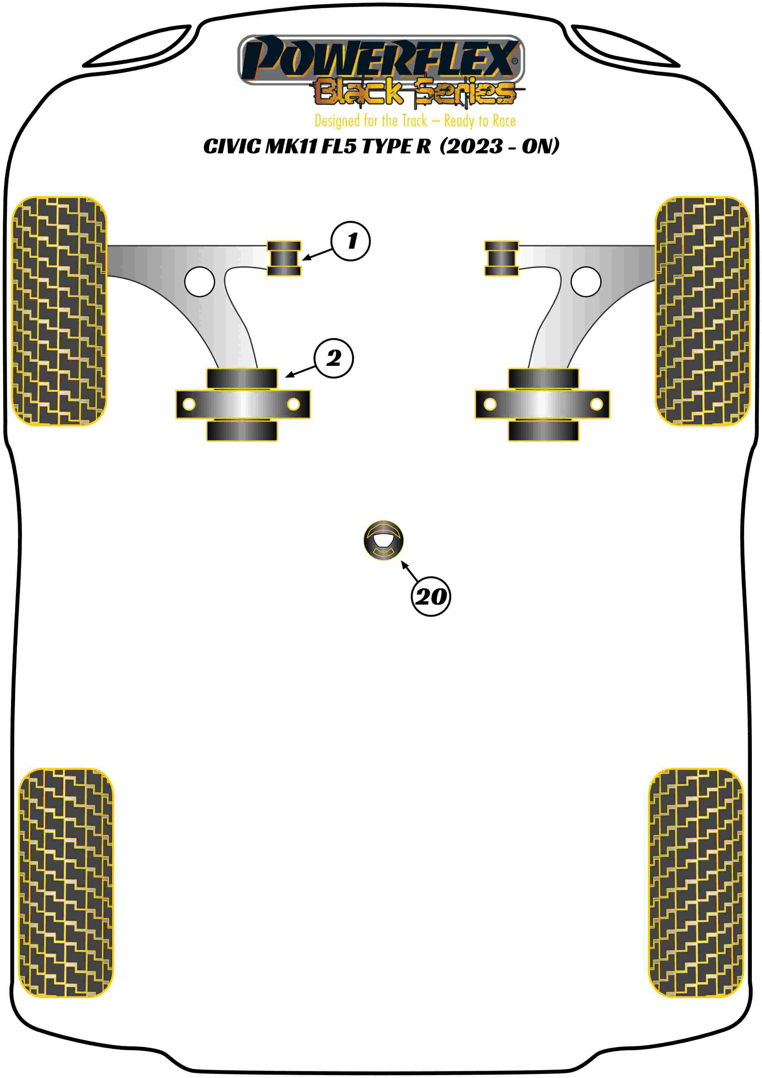 Lower Torque Mount Insert Civic Models, black