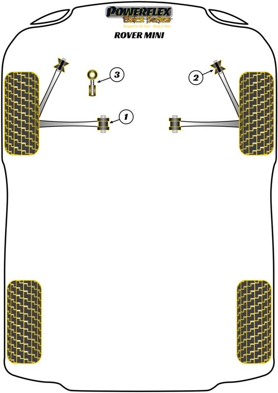 Montageset voor subframe achter (vanaf 1976) Mini, black