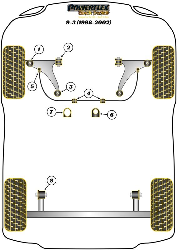 Front Anti Roll Bar Mounting 26mm 9-3, 900, road