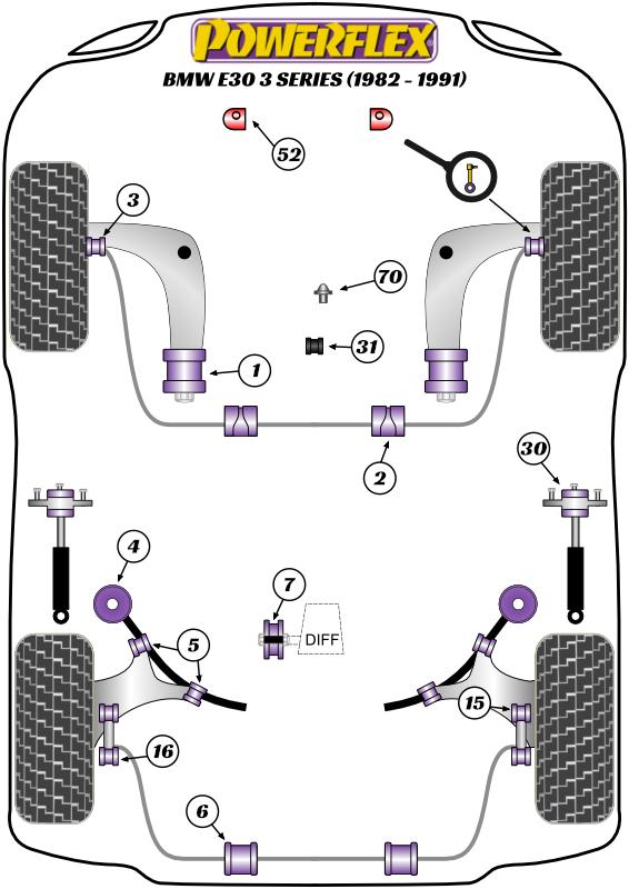 Rear Diff Mounting Bush 3 Series, Z Series, black