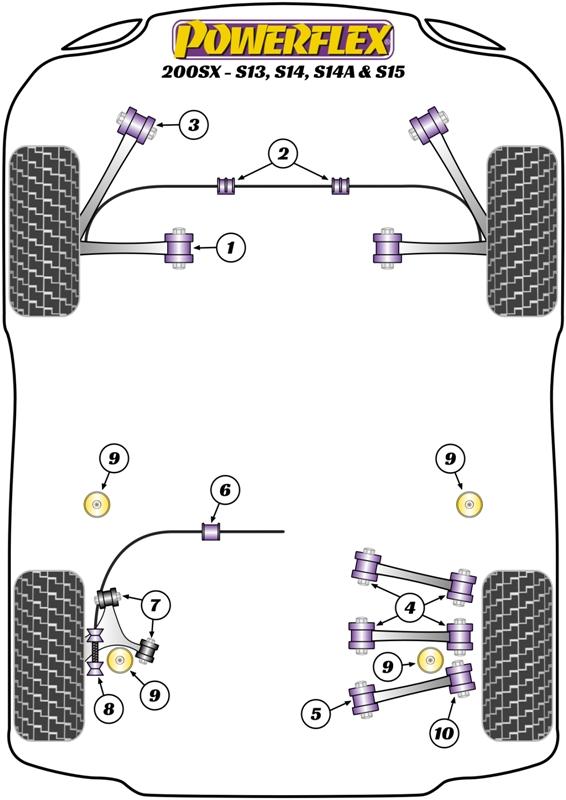 Voorste binnenste draagarmbus van het spoor SILVIA 200SX - S13, S14, & S15, straat