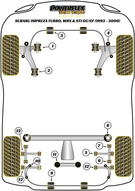 Voorste stabilisatorstang tot chassisbus 21 mm Impreza, Legacy, heritage