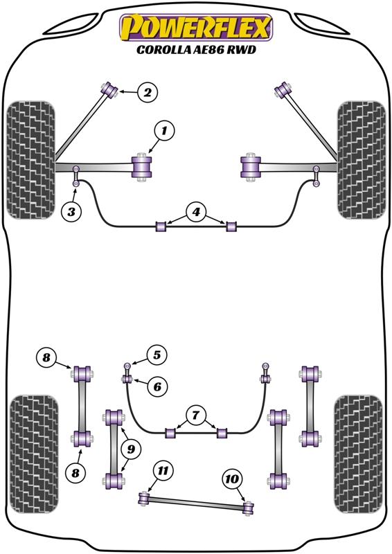 Rear Anti Roll Bar Link Rod To Chassis Bush Corolla Models, road