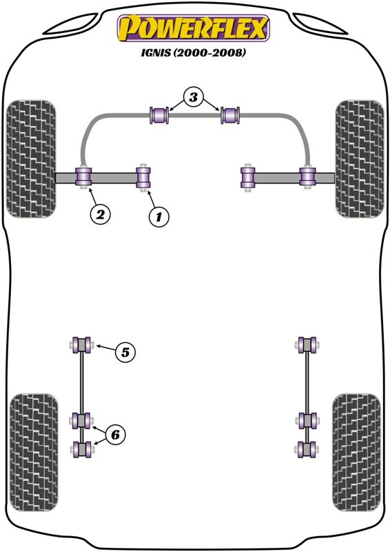 Buitenste bus van draagarm voorste spoor Ignis (2000-2008), Wagon R, black