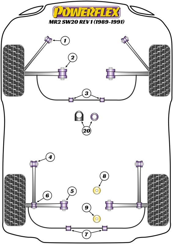 Voorste stabilisatorstangbus 18 mm MR2 Models, heritage