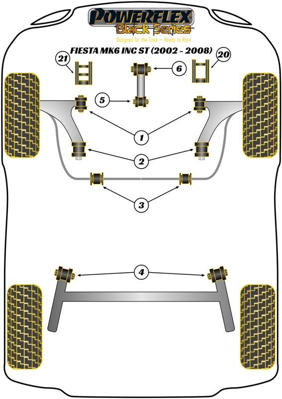 Front Wishbone Front Bush Camber Adjustable Fiesta Models, Fusion, Mazda 2 (2003 - 2007), road