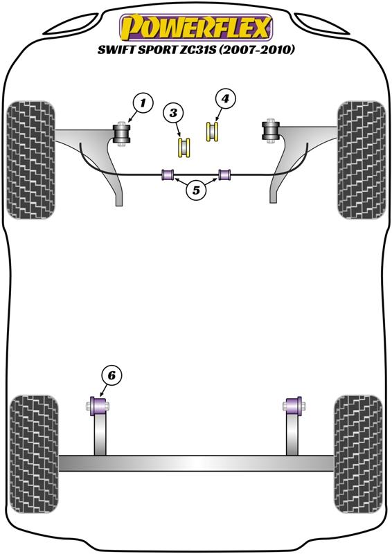 Rear Beam Mount Bush Swift Sport MK2, road