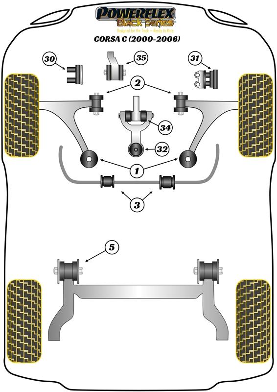 Voorste stabilisatorstangbus 17 mm Corsa Models, TIGRA MODELS, straat