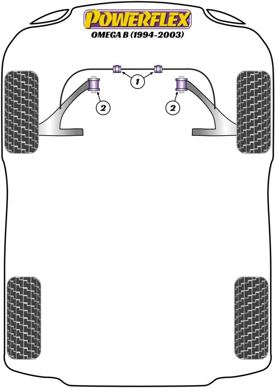 Voorste stabilisatorstang tot chassisbus 26 mm Omega B 1994-2003, straat