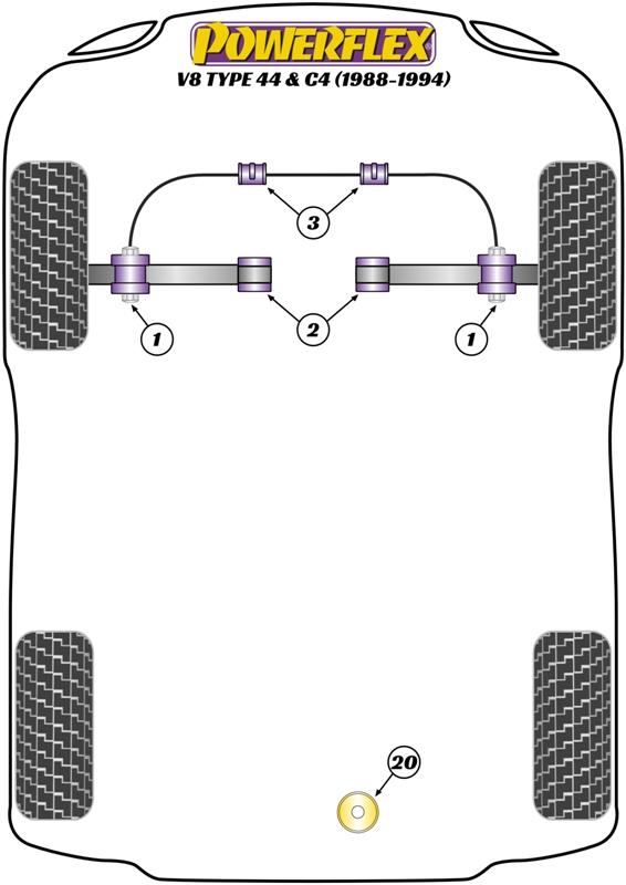 Voorste stabilisatorstang tot chassis 25 mm V8 Type 4C, straat