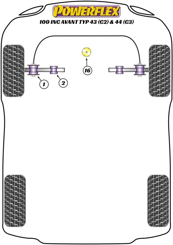 Buitenste bus van draagarm voorste spoor 100 / 200, V8 Type 4C, straat