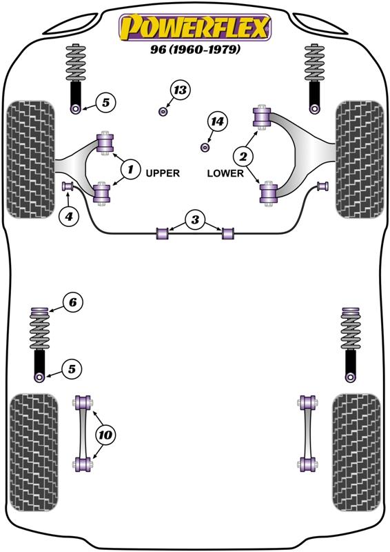Montagebus stabilisatorstang voorzijde 12,7 mm 96, straat