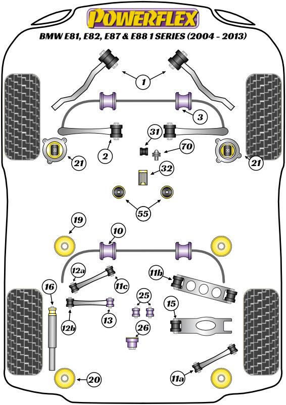 Rear Subframe Rear Mounting Insert 1 Series, 3 Series, black