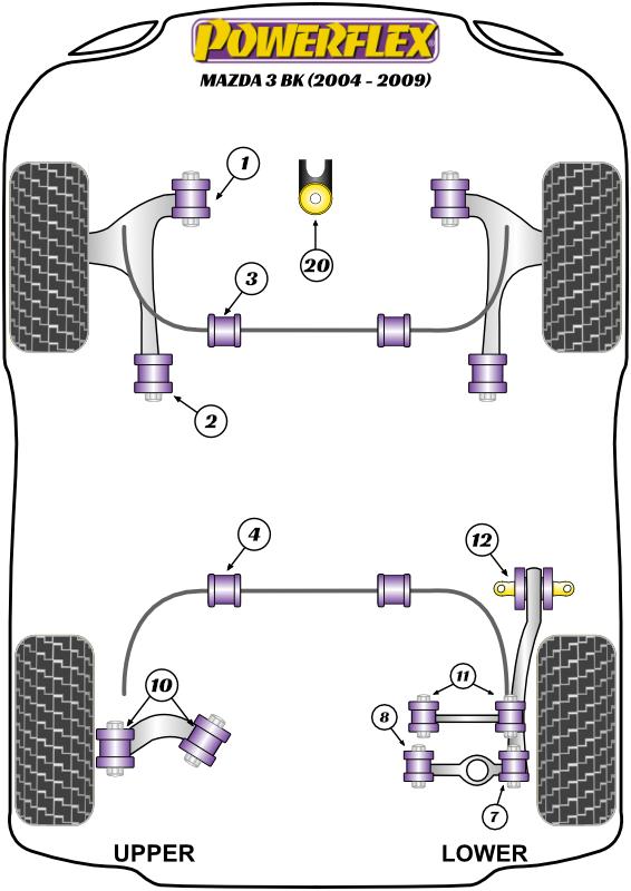 Bus stabilisatorstang achter, 25 mm, alleen MPS Mazda 3, black