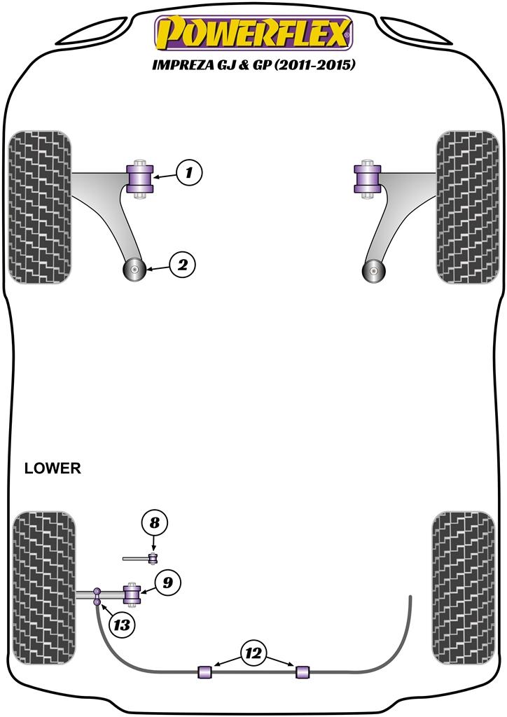 Voorste draagarm Achterbus Antilift en casterafstelling Impreza, XV/Crosstrek GP, black