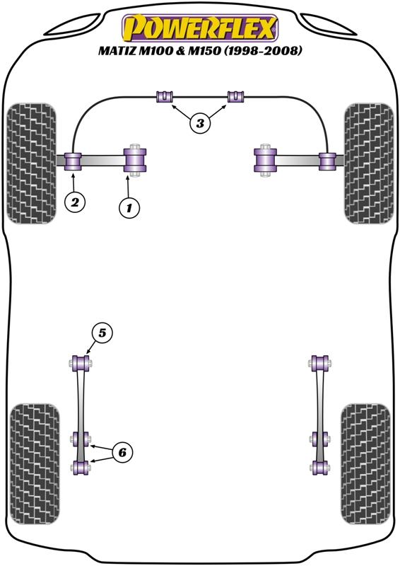 Binnenbus van draagarm voorste spoor Matiz M100 & M150, Ignis (2000-2008), Wagon R, Agila (2000-2008), straat