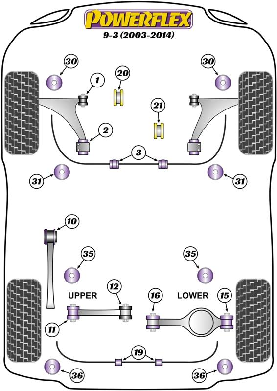 Rear Subframe Front Bush 9-3, road