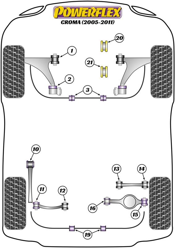 Montagebus stabilisatorstang achter 16 mm Croma, Vectra C (2002-2008), straat