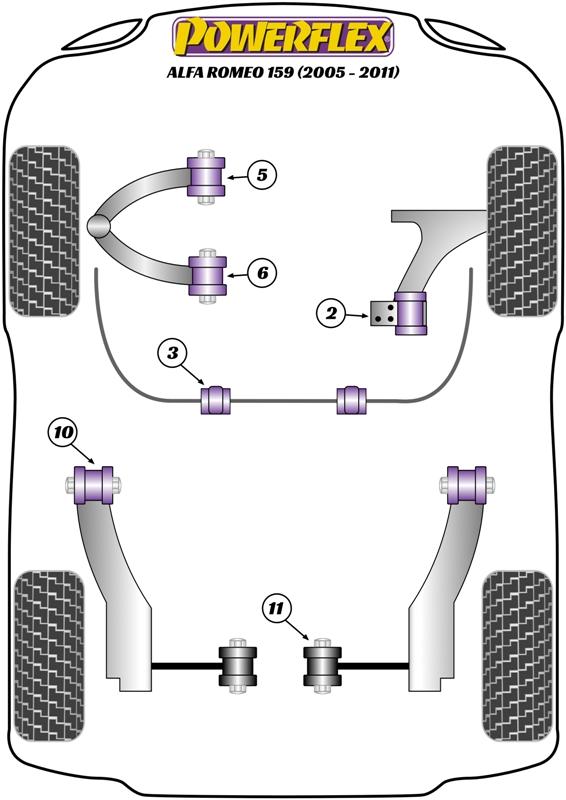 Front Lower Arm Rear Bush 46mm 159, Brera 939, Spider 939, road