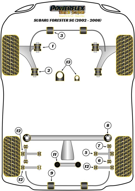 Rear Subframe-Front Outrigger To Chassis Right Side Forester, Impreza, black