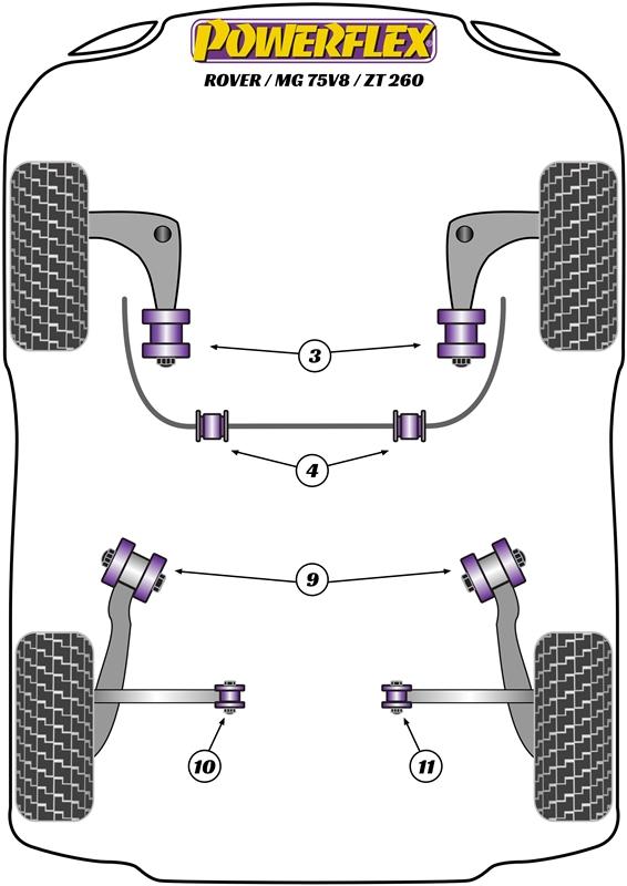 Rear Trailing Arm Front Bush ZT, 75, black